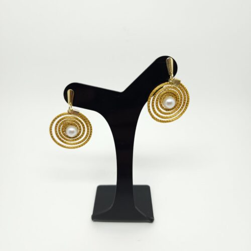 Brinco Capim Dourado Voltas + Bolinha