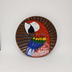 #PRATO ND CERAMICA FAUNA ARARA VERMELHA JALAPÃO