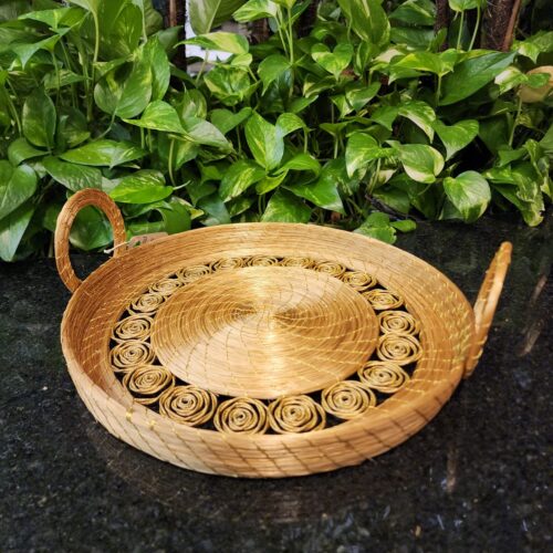 #BANDEJA REDONDA  COLEÇÃO ROSAS 33X33X7