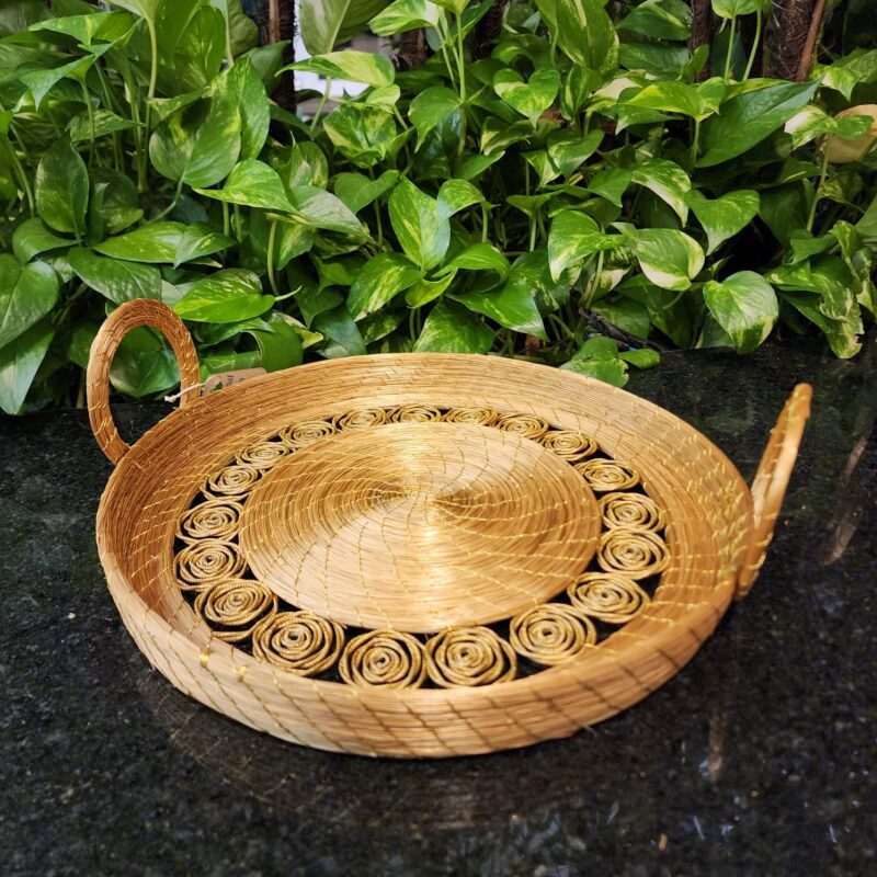 #BANDEJA REDONDA  COLEÇÃO ROSAS 33X33X7