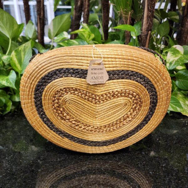 #BOLSA CORAÇÃO C/ ALÇA DESENHO PRETO 31X25X6