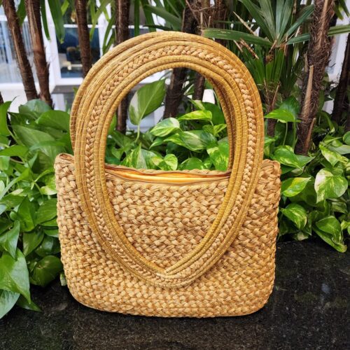 Bolsa de Capim Dourado Grande com Alça Fixa