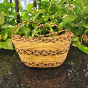 #BOLSA C.DOURADO C/ ALÇA + FIBRA DE BURITI PRETA