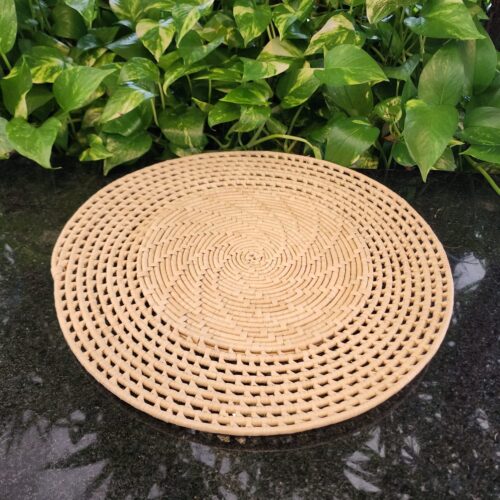 Mandala de Carnaúba Redondo Natural 38cm - Feito a Mão