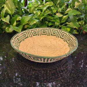#CESTA CARNAÚBA  NATURAL/VERDE 29CM