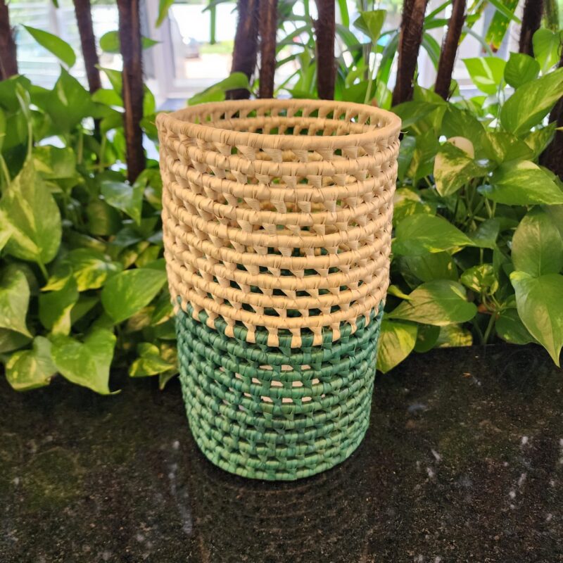 Vaso de Carnaúba Natural + Verde - Feito a Mão