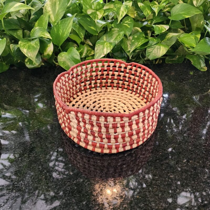 #CESTA REDONDA CARNAÚBA NATURAL/CAFE 19X8