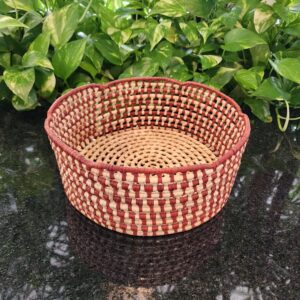 #CESTA REDONDA CARNAÚBA NATURAL/CAFE 23X10
