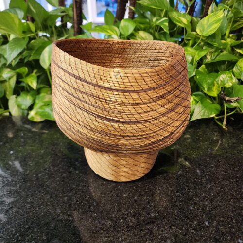 Vaso de Capim Dourado + Fibra marrom Design Andrieli Pinto