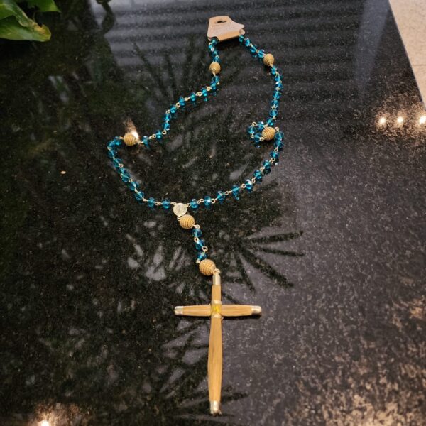 #TERÇOS CRISTAL C/ BOLINHA E CRUZ CAPIM DOURADO - Imagem 2
