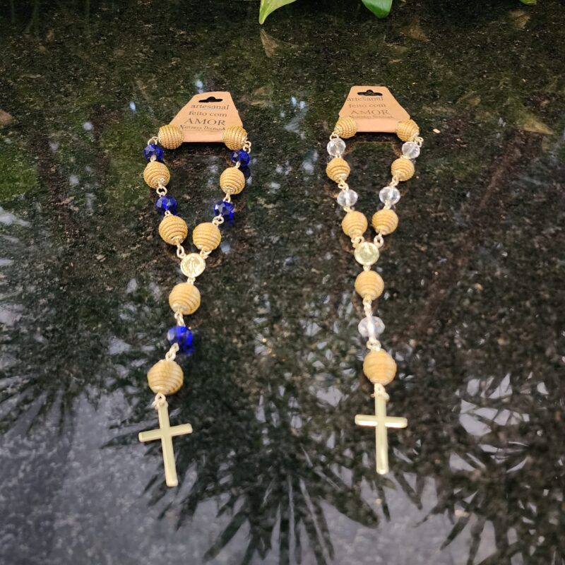 ##TERÇO DE MÃO CRISTAL + C.DOURADO