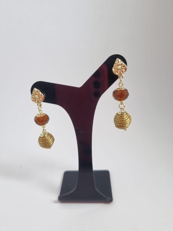 #CONJUNTO PULSEIRA CAPIM DOURADO C/ CRISTAL + BRINCO - Imagem 4