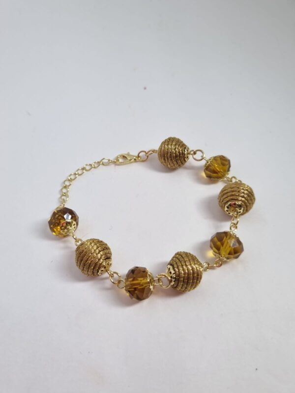 #CONJUNTO PULSEIRA CAPIM DOURADO C/ CRISTAL + BRINCO - Imagem 2