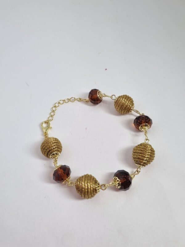 #CONJUNTO PULSEIRA CAPIM DOURADO C/ CRISTAL + BRINCO - Imagem 5