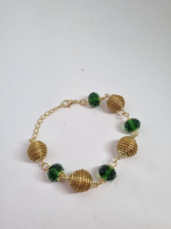 #CONJUNTO PULSEIRA CAPIM DOURADO C/ CRISTAL + BRINCO - Imagem 7