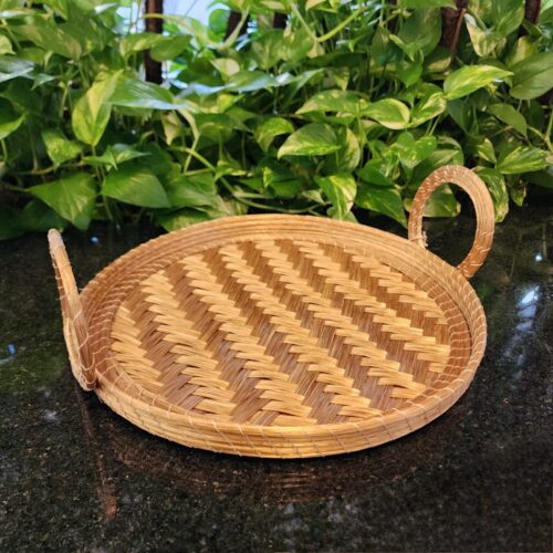 ##BANDEJA CAPIM DOURADO TAPETI REDONDA C/ ALCA#