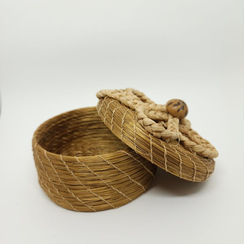 #CAIXA  C. DOURADO 12CM C/ BURITI + SEMENTE 12X7#