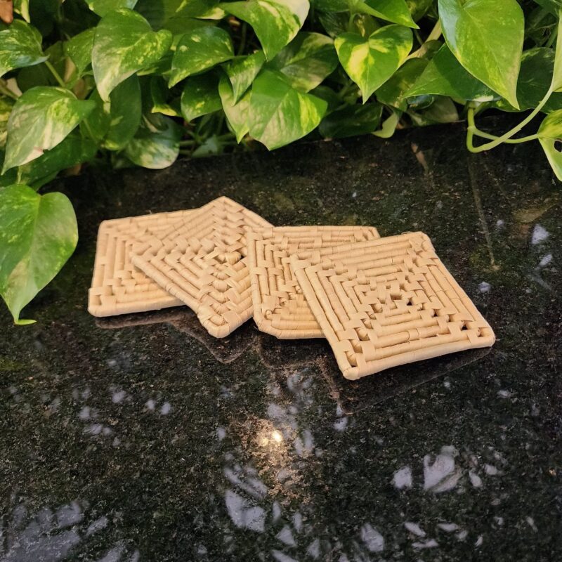 Porta-Copos de Carnaúba Natural 9cm - Feito a Mão