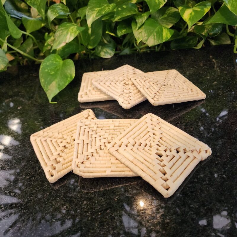 Porta-Copos de Carnaúba Natural 9cm - Feito a Mão