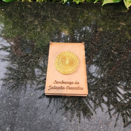 Bloco MDF com Mandala  de Capim Dourado + Escrita Jalapao