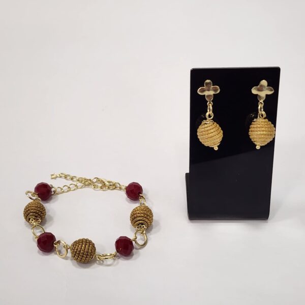 #CONJUNTO PULSEIRA + BRINCO CAPIM DOURADO C/ CRISTAL #
