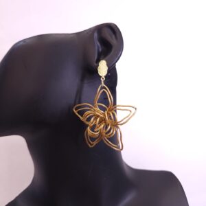 Brinco Capim Dourado Flor Luxo