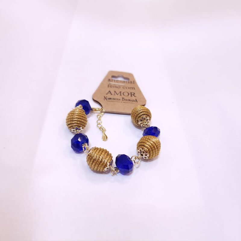 Pulseira de Capim Dourado com Cristal