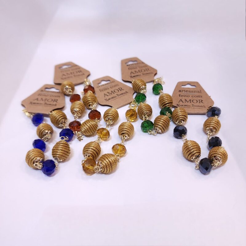 Pulseira de Capim Dourado com Cristal
