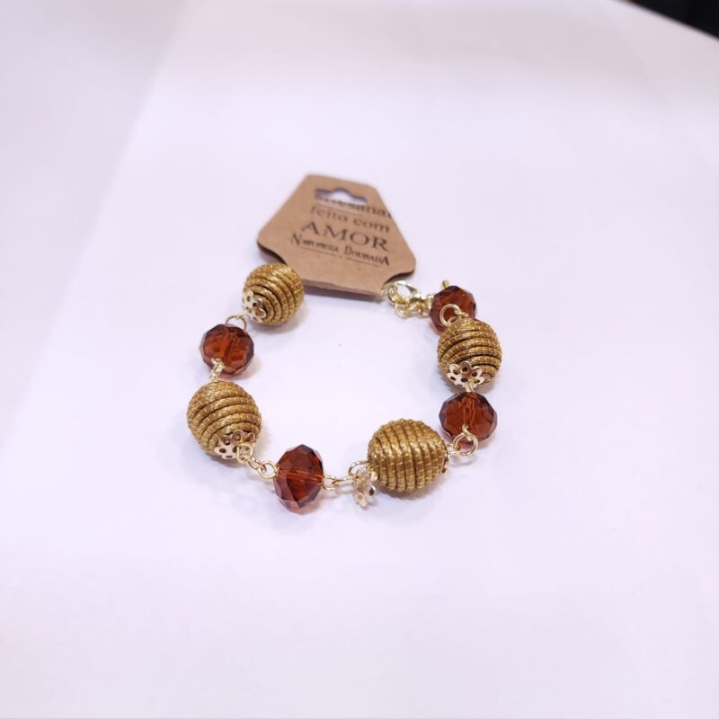 Pulseira de Capim Dourado com Cristal