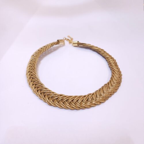 Gargantilha de Capim Dourado Trançado Lux