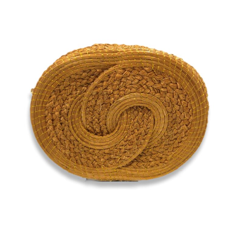 Bolsa de Capim Dourado oval Infinito Trançado com Alça