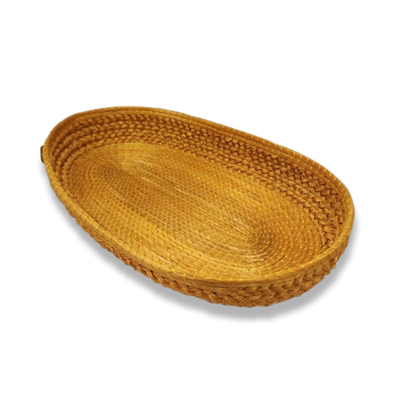 Cesta Capim  Dourado Linha Dourada Fechada 40 x 25cm