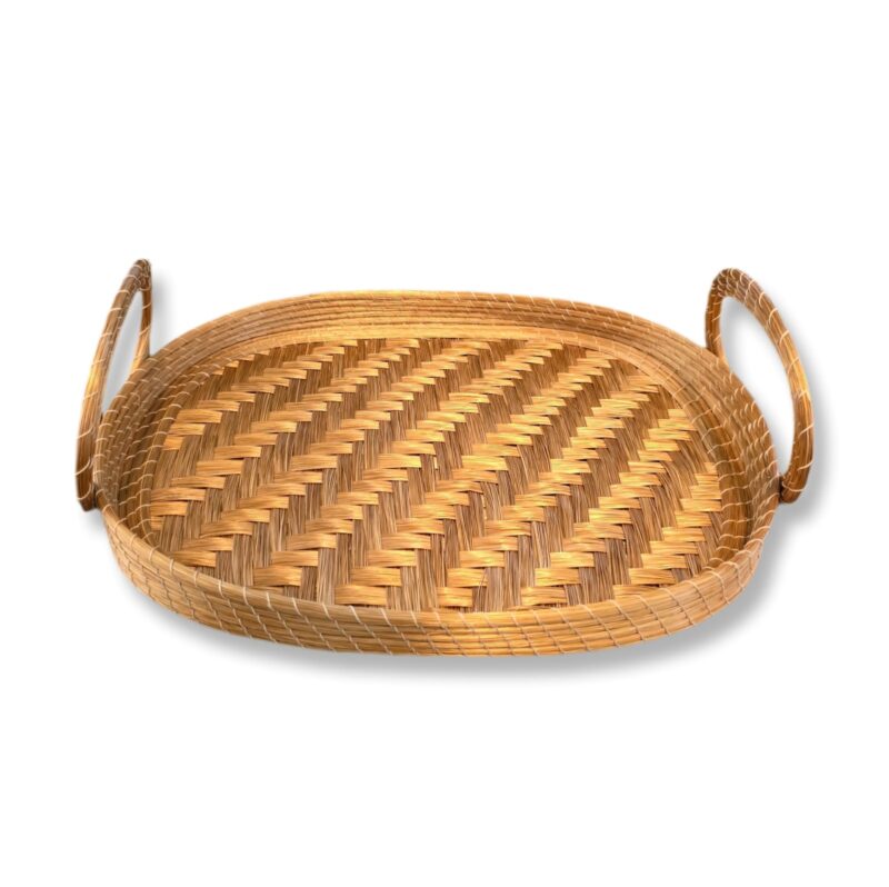 Bandeja Capim Dourado tapeti oval c/alça Grande