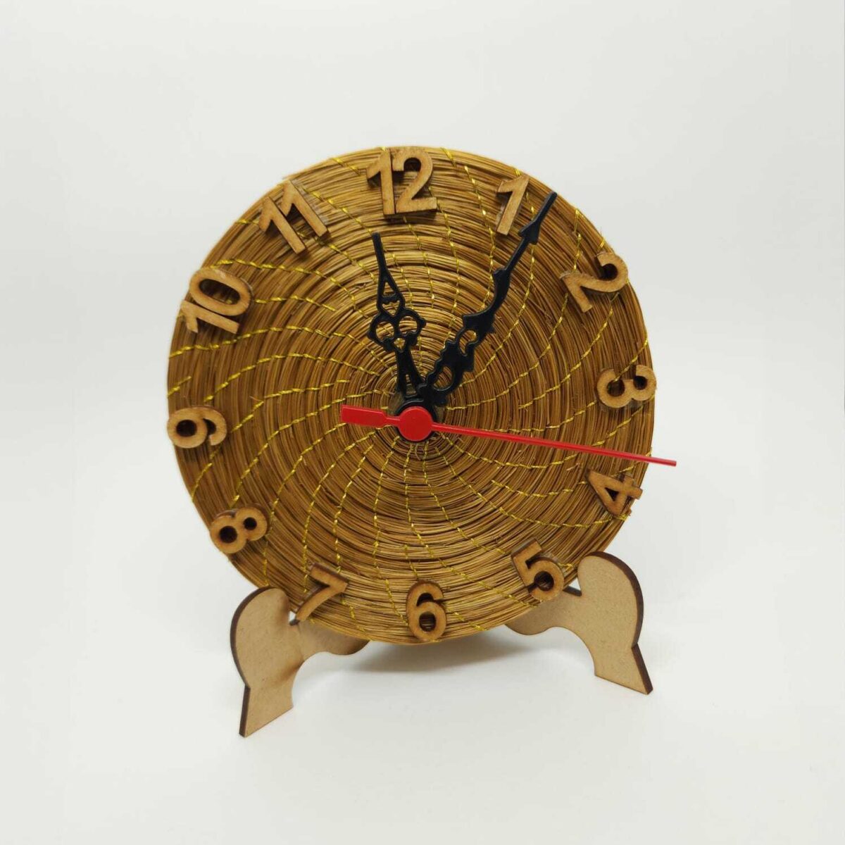 Relogio mandala de Capim Dourado Linha Dourado 12cm