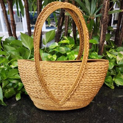 Bolsa tipo Cesto de Capim Dourado Grande alça Fixa