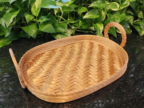 Bandeja Capim Dourado tapeti oval c/alça