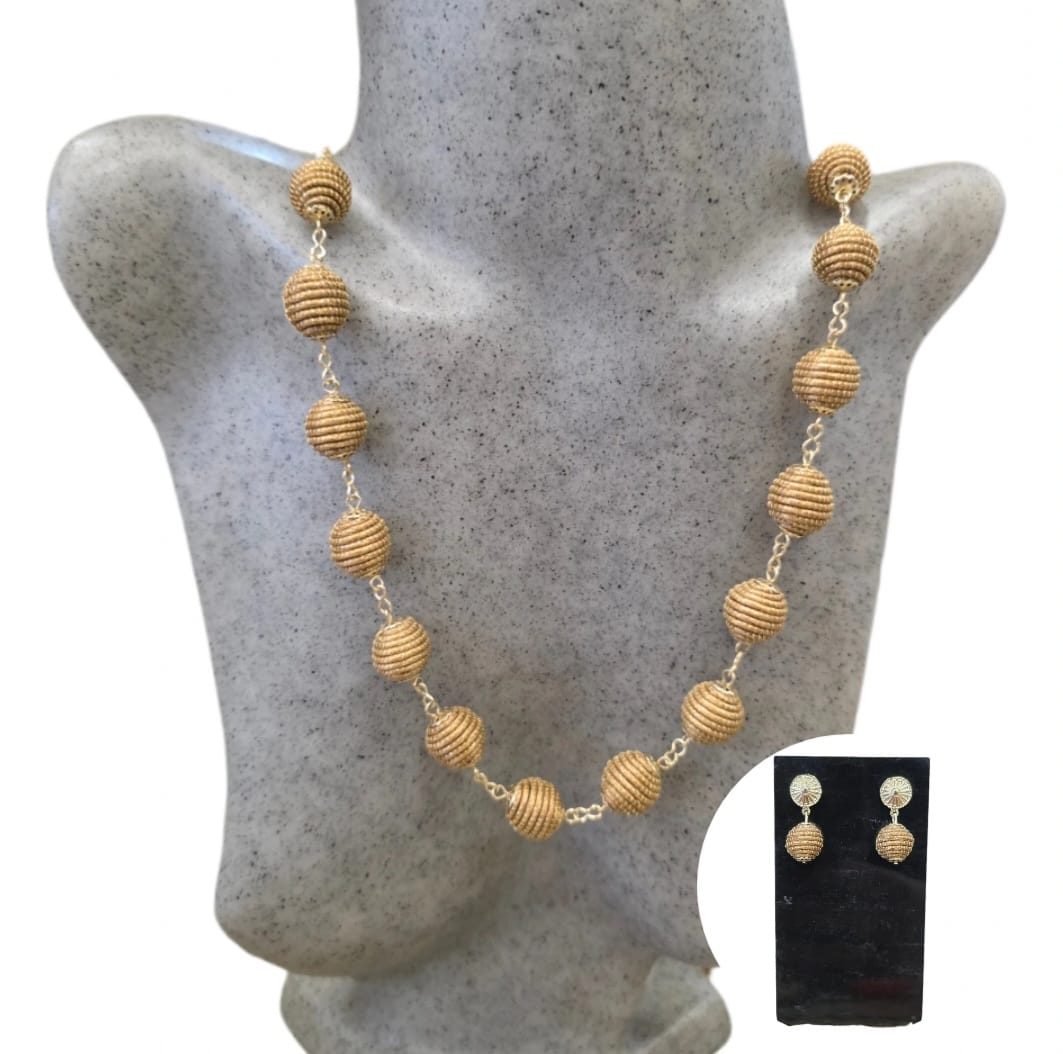 Conjunto Colar + Brinco de Capim Dourado